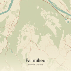 Naklejka premium Vintage map of Parmilieu, France.