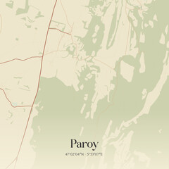 Obraz premium Vintage map of Paroy, France.
