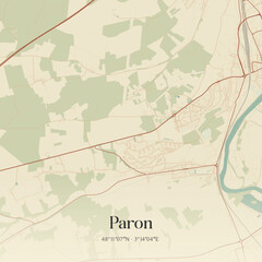 Obraz premium Vintage map of Paron, France.
