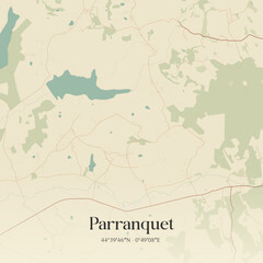 Fototapeta premium Vintage map of Parranquet, France.