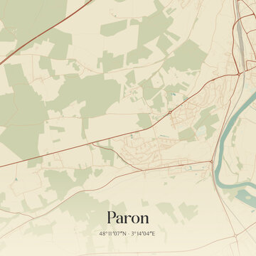 Vintage map of Paron, France.