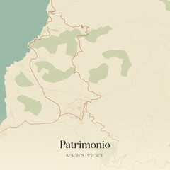 Fototapeta premium Vintage map of Patrimonio, France.