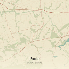 Fototapeta premium Vintage map of Paule, France.