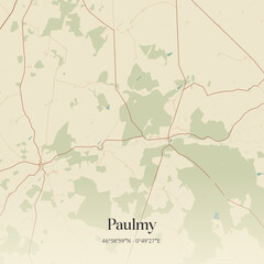 Vintage map of Paulmy, France.