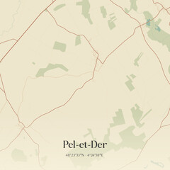 Naklejka premium Vintage map of Pel-et-Der, France.