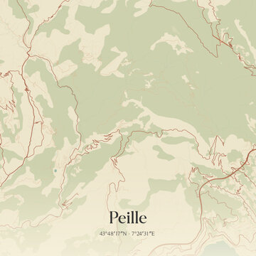 Vintage map of Peille, France.
