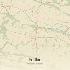 Fototapeta premium Vintage map of Peillac, France.