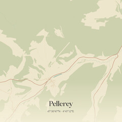 Fototapeta premium Vintage map of Pellerey, France.