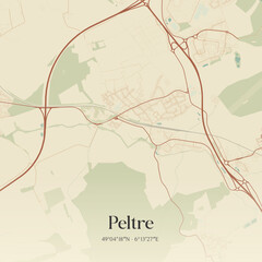 Obraz premium Vintage map of Peltre, France.