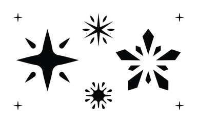 Star shape collection. Abstract star icons. Geometric black silhouettes. Vector star symbols