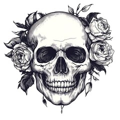 Fototapeta premium Floral Skull Design, Memento Mori, Art, Tattoo Inspiration
