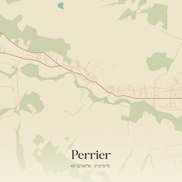 Vintage map of Perrier, France.