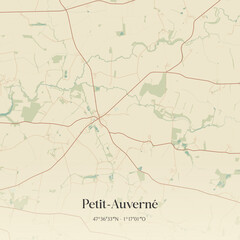 Obraz premium Vintage map of Petit-Auverné, France.