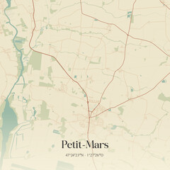 Obraz premium Vintage map of Petit-Mars, France.