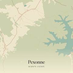 Fototapeta premium Vintage map of Pexonne, France.