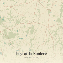 Fototapeta premium Vintage map of Peyrat-la-Nonière, France.