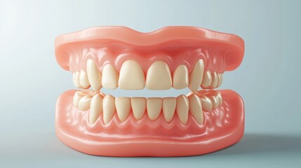 Obraz premium 3D vector of dentures and a dental implant for elderly care concepts. 