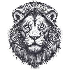 Fototapeta premium Vintage lion head portrait, black and white, artistic illustration