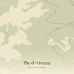 Obraz premium Vintage map of Pie-d'Orezza, France.