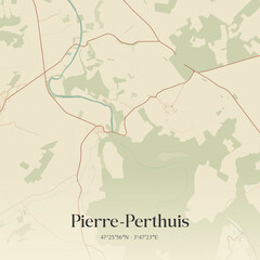 Obraz premium Vintage map of Pierre-Perthuis, France.
