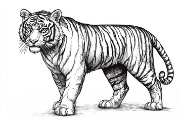 Obraz premium Tiger art wildlife drawing.