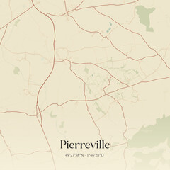 Fototapeta premium Vintage map of Pierreville, France.