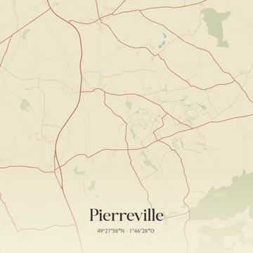 Vintage map of Pierreville, France.