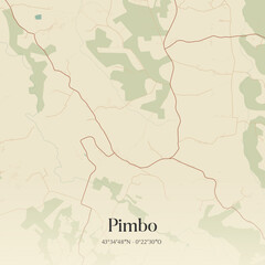 Obraz premium Vintage map of Pimbo, France.