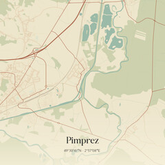 Naklejka premium Vintage map of Pimprez, France.