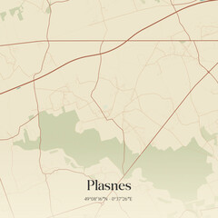 Fototapeta premium Vintage map of Plasnes, France.