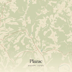 Vintage map of Plazac, France.