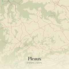 Fototapeta premium Vintage map of Pleaux, France.
