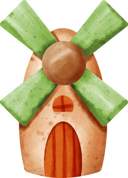 recommend clip art: watercolor windmill