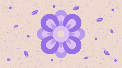 Flower, floral, nature flat design background in purple pastel color style portrait. Vector illustration. Suitable for poster, wallpaper, banner and wall art.