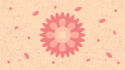 Flower, floral, nature flat design background in red pastel color style portrait. Vector illustration. Suitable for poster, wallpaper, banner and wall art.