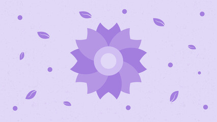 Flower, floral, nature flat design background in purple pastel color style portrait. Vector illustration. Suitable for poster, wallpaper, banner and wall art.