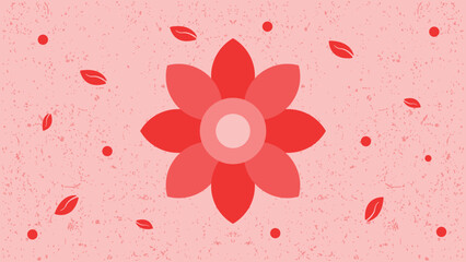 Flower, floral, nature flat design background in red pastel color style portrait. Vector illustration. Suitable for poster, wallpaper, banner and wall art.