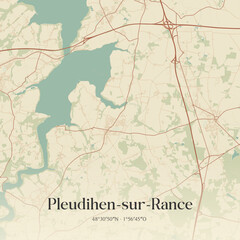 Fototapeta premium Vintage map of Pleudihen-sur-Rance, France.