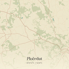 Naklejka premium Vintage map of Ploërdut, France.