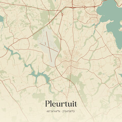 Obraz premium Vintage map of Pleurtuit, France.