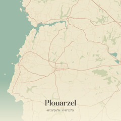 Vintage map of Plouarzel, France.