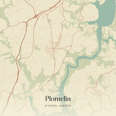 Obraz premium Vintage map of Plomelin, France.