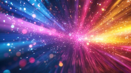 Fototapeta premium Colorful Abstract Background with Rays of Light and Sparkling Particles