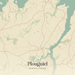 Obraz premium Vintage map of Plouguiel, France.