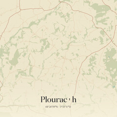 Obraz premium Vintage map of Plourac'h, France.