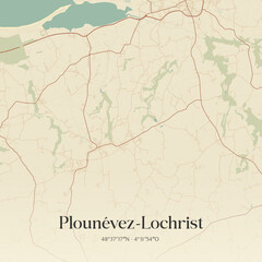 Obraz premium Vintage map of Plounévez-Lochrist, France.