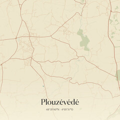 Naklejka premium Vintage map of Plouzévédé, France.