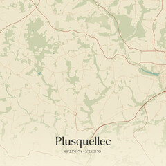 Obraz premium Vintage map of Plusquellec, France.