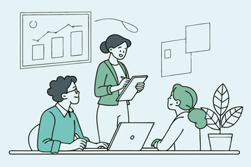 Business Arts illustration people working in office