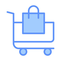 Cart Bag Outline Blue Color Icon